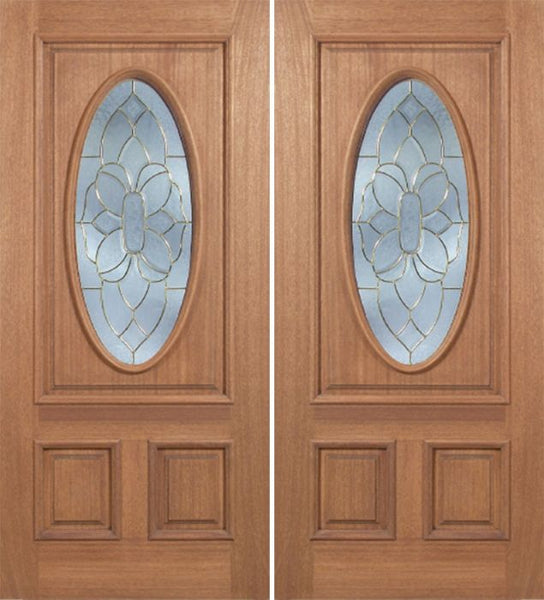 WDMA 84x80 Door (7ft by 6ft8in) Exterior Mahogany Maryvale Double Door w/ BO Glass 1