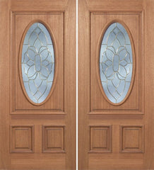 WDMA 84x80 Door (7ft by 6ft8in) Exterior Mahogany Maryvale Double Door w/ BO Glass 1