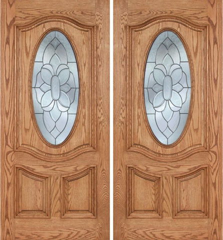 WDMA 84x80 Door (7ft by 6ft8in) Exterior Oak Dally Double Door w/ BO Glass - 6ft8in Tall 1