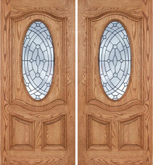 WDMA 84x80 Door (7ft by 6ft8in) Exterior Oak Dally Double Door w/ EE Glass - 6ft8in Tall 1