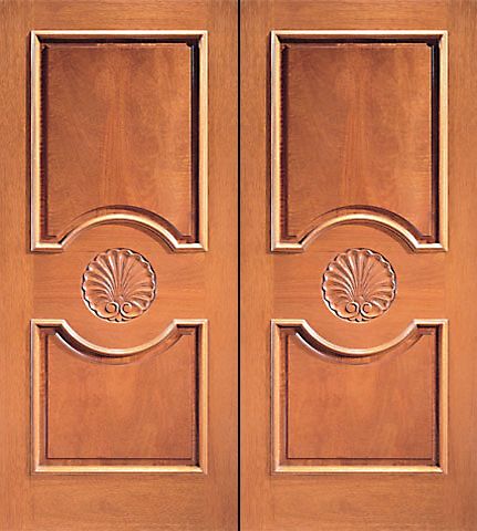 WDMA 84x80 Door (7ft by 6ft8in) Exterior Mahogany Double Door Hand Carved 3-Panels in  1