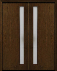 WDMA 84x96 Door (7ft by 8ft) Exterior Cherry 96in Contemporary One Vertical Lite Double Fiberglass Entry Door 1