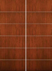WDMA 84x96 Door (7ft by 8ft) Exterior Cherry 96in Contemporary Lines Horizontal Aluminum Bar Double Entry Door 1