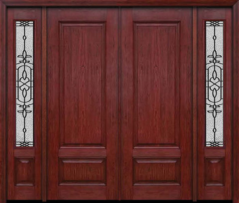 WDMA 84x96 Door (7ft by 8ft) Exterior Cherry 96in Two Panel Double Entry Door Sidelights Jacinto Glass 1