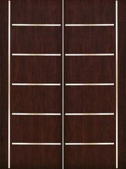 WDMA 84x96 Door (7ft by 8ft) Exterior Cherry 96in Contemporary Stainless Steel Bars Double Fiberglass Entry Door FC876SS 1