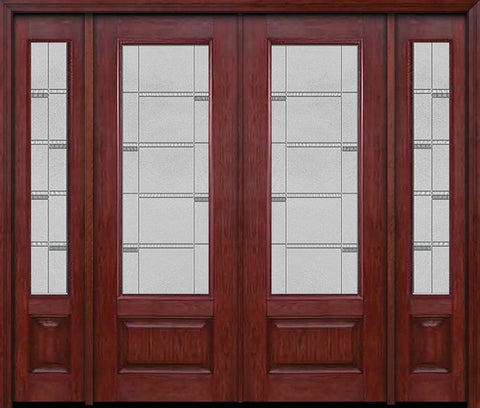 WDMA 84x96 Door (7ft by 8ft) Exterior Cherry 96in 3/4 Lite Double Entry Door Sidelights Crosswalk Glass 1