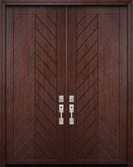 WDMA 84x96 Door (7ft by 8ft) Exterior Mahogany 42in x 96in Double Chevron Contemporary Door 1