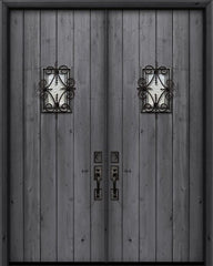 WDMA 84x96 Door (7ft by 8ft) Exterior Swing Mahogany 42in x 96in Double Square Top Plank Estancia Alder Door with Speakeasy 1