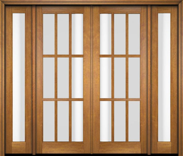 WDMA 86x80 Door (7ft2in by 6ft8in) Exterior Swing Mahogany 9 Lite TDL Double Entry Door Full Sidelights 1