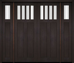 WDMA 86x80 Door (7ft2in by 6ft8in) Exterior Swing Mahogany 4 Horizontal Lite Craftsman Double Entry Door Sidelights 2