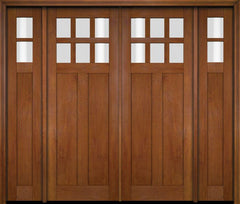 WDMA 86x80 Door (7ft2in by 6ft8in) Exterior Swing Mahogany 6 Lite Craftsman Double Entry Door Sidelights 4