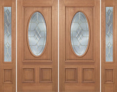 WDMA 88x80 Door (7ft4in by 6ft8in) Exterior Mahogany Maryvale Double Door/2side w/ A Glass 1