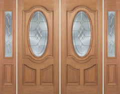 WDMA 88x80 Door (7ft4in by 6ft8in) Exterior Mahogany Carmel Double Door/2side w/ A Glass - 6ft8in Tall 1