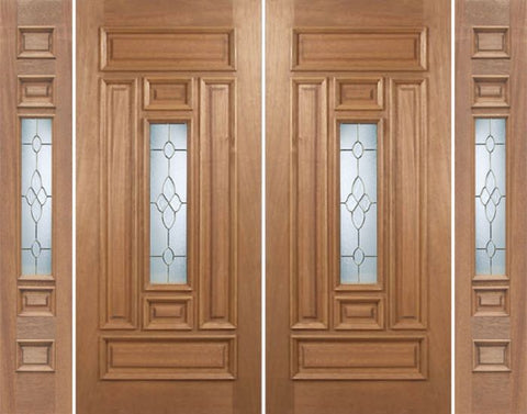 WDMA 88x80 Door (7ft4in by 6ft8in) Exterior Mahogany Narrow Double Door/2side w/ C Glass 1
