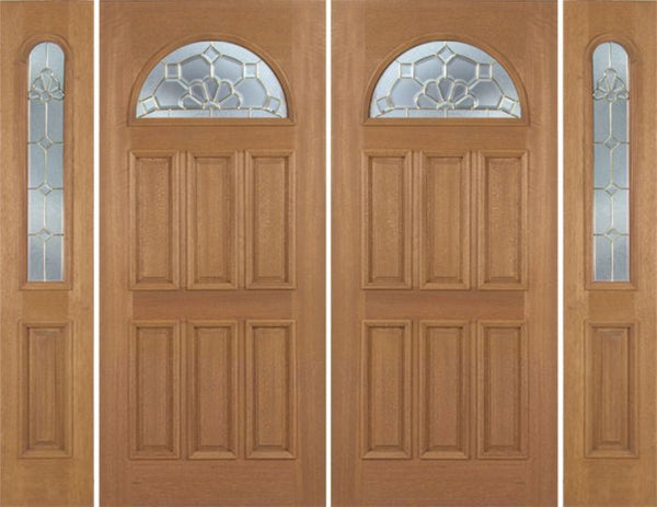 WDMA 88x80 Door (7ft4in by 6ft8in) Exterior Mahogany Jefferson Double Door/2side w/ A Glass 1