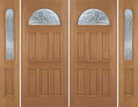 WDMA 88x80 Door (7ft4in by 6ft8in) Exterior Mahogany Jefferson Double Door/2side w/ A Glass 1