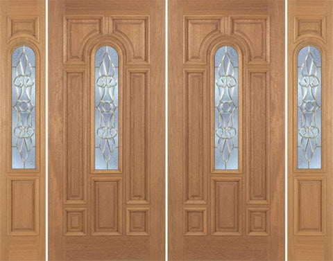 WDMA 88x80 Door (7ft4in by 6ft8in) Exterior Mahogany Revis Double Door/2side w/ L Glass - 6ft8in Tall 1