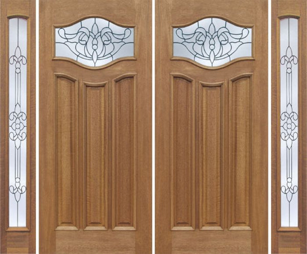 WDMA 88x80 Door (7ft4in by 6ft8in) Exterior Mahogany Wisteria Double Door/2side w/ U Glass 1