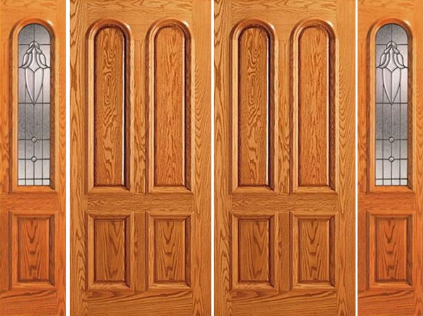 WDMA 88x80 Door (7ft4in by 6ft8in) Exterior Mahogany Arch Lite Double Door Two Side lights 1
