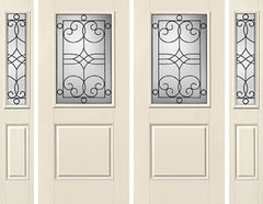 WDMA 88x80 Door (7ft4in by 6ft8in) Exterior Smooth Salinas Half Lite 1 Panel Star Double Door 2 Sides Half Lite Sidelight 1