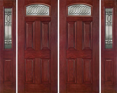 WDMA 88x80 Door (7ft4in by 6ft8in) Exterior Cherry Camber Top Double Entry Door Sidelights PS Glass 1