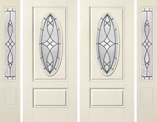 WDMA 88x80 Door (7ft4in by 6ft8in) Exterior Smooth Blackstone 3/4 Captured Oval Lite 1 Panel Star Double Door 2 Sides 1