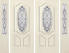 WDMA 88x80 Door (7ft4in by 6ft8in) Exterior Smooth Blackstone 3/4 Deluxe Oval Lite 2 Panel Star Double Door 2 Sides 1
