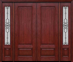 WDMA 88x96 Door (7ft4in by 8ft) Exterior Cherry 96in Two Panel Double Entry Door Sidelights Mediterranean Glass 1