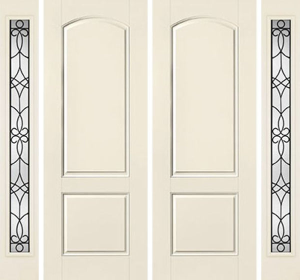 WDMA 88x96 Door (7ft4in by 8ft) Exterior Smooth 8ft 2 Panel Soft Arch Star Double Door 2 Sides Salinas Full Lite Flush 1