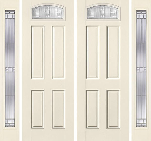 WDMA 88x96 Door (7ft4in by 8ft) Exterior Smooth SaratogaTM 8ft Camber Top Lite 4 Panel Star Double Door 2 Sides 1