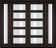 WDMA 94x80 Door (7ft10in by 6ft8in) Exterior Swing Mahogany Modern 5 Lite Shaker Double Entry Door Sidelights 2