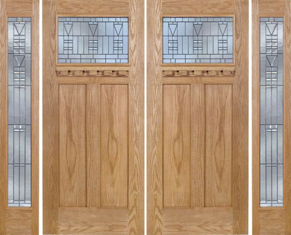 WDMA 96x80 Door (8ft by 6ft8in) Exterior Oak Pearce Double Door/2 Full-lite side w/ B Glass 1