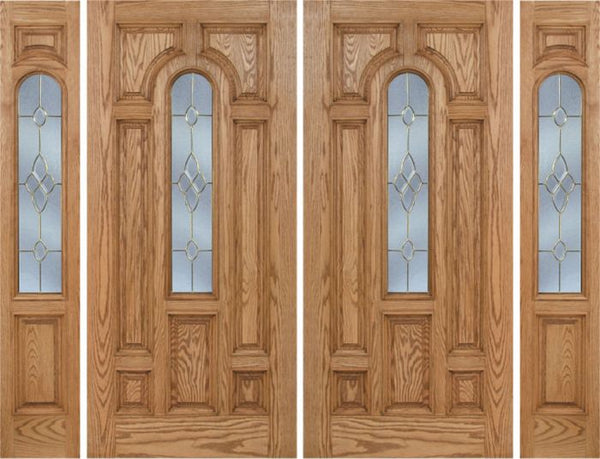 WDMA 96x80 Door (8ft by 6ft8in) Exterior Oak Carrick Double Door/2side w/ C Glass - 6ft8in Tall 1