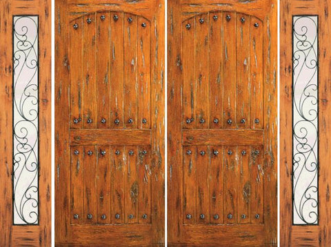 WDMA 96x80 Door (8ft by 6ft8in) Exterior Knotty Alder Double Door with Two Side lights Prehung  1