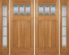 WDMA 96x84 Door (8ft by 7ft) Exterior Mahogany Barnsdale Double Door/2 Full-lite side w/ GO Glass 1