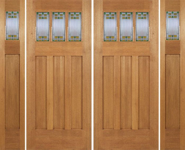WDMA 96x84 Door (8ft by 7ft) Exterior Mahogany Barnsdale Double Door/2side w/ GO Glass 1
