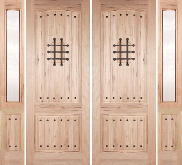 WDMA 96x96 Door (8ft by 8ft) Exterior Walnut Rustica II Double Door/2side Clear Glass 1