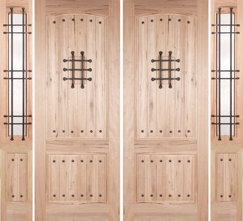 WDMA 96x96 Door (8ft by 8ft) Exterior Walnut Rustica II Double Door/2side Clear Glass and Cage 1