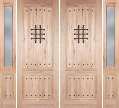 WDMA 96x96 Door (8ft by 8ft) Exterior Walnut Rustica II Double Door/2side Reed Glass 1